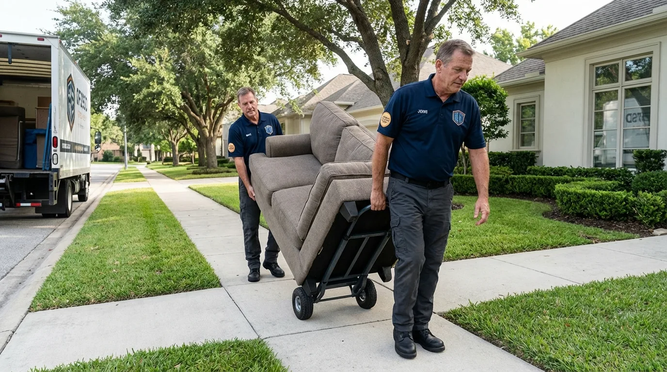 Local residential moving crew loading furniture in Roseau, MN